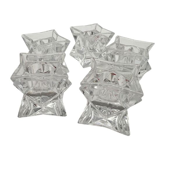 Crystal Candle Holders Stackable Lot of 5 Star Shape 2" Taper Vintage 80s - Picture 3 of 7